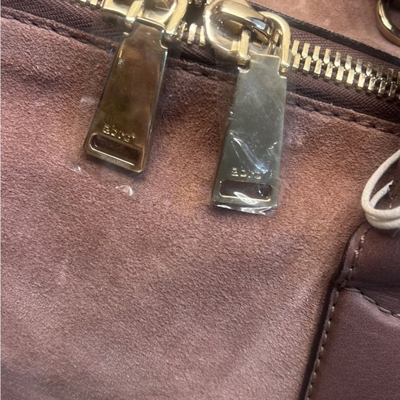 ABRO Brown Suede Satchel with Leather Handles - Picture 6 of 9